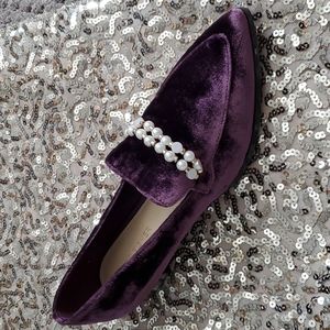 Marc Fisher Kneel Loafer Flats, Dark Purple Velvet size 8